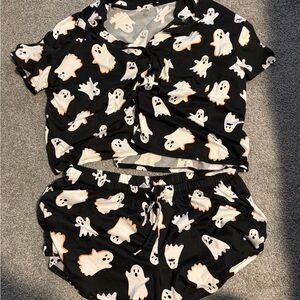 Ghost Print Black Pajama Set